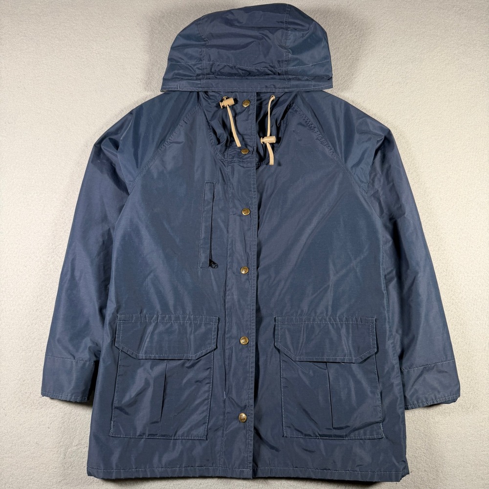 Columbia Gore-Tex Parka Jacket Navy Blue Vintage Hooded Rain Coat Womens Medium